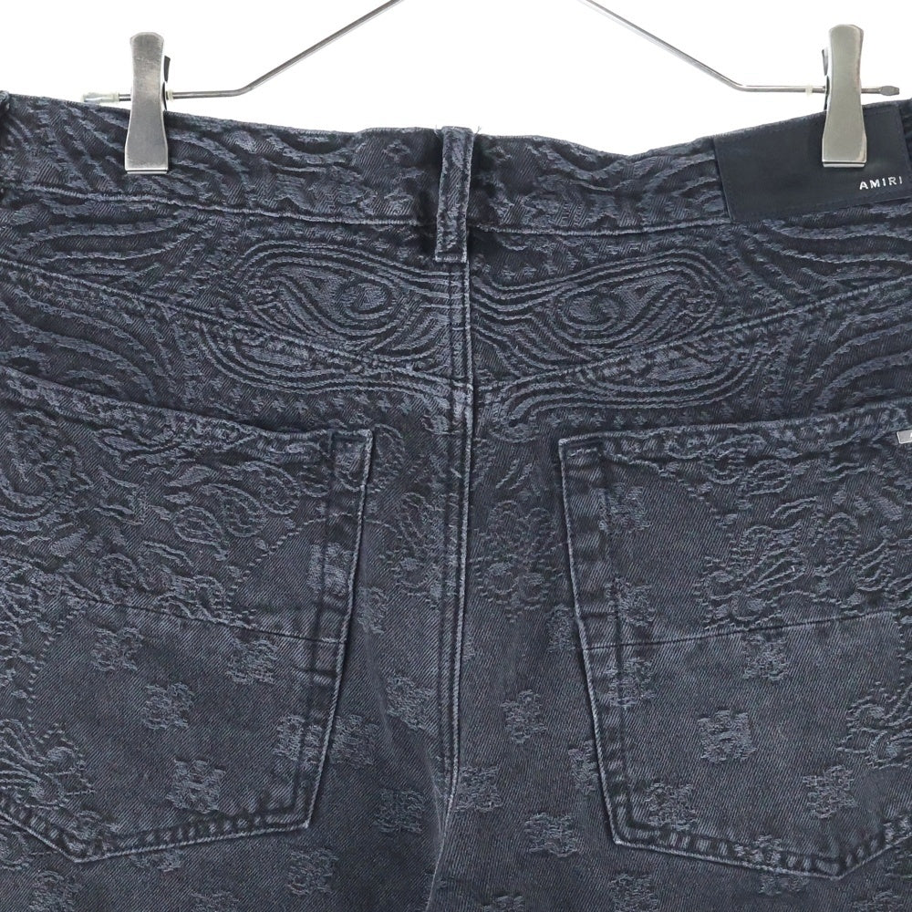 AMIRI(アミリ) バンダナ 総柄 デニム ショーツ ハーフパンツ ブラック
