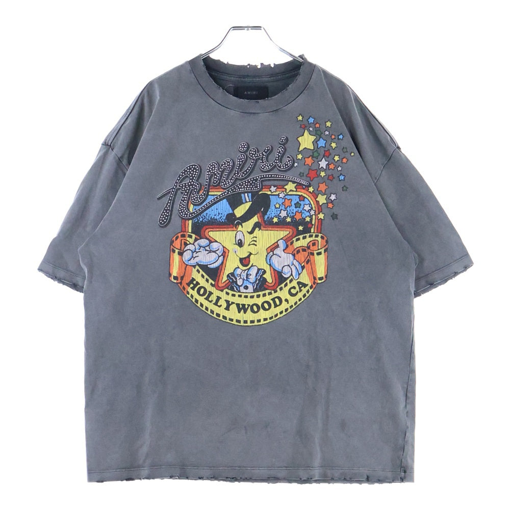 AMIRI(アミリ) Mr.Hollywood ミスター ハリウッド ヴィンテージ加工 半袖Tシャツ カットソー ブラック
