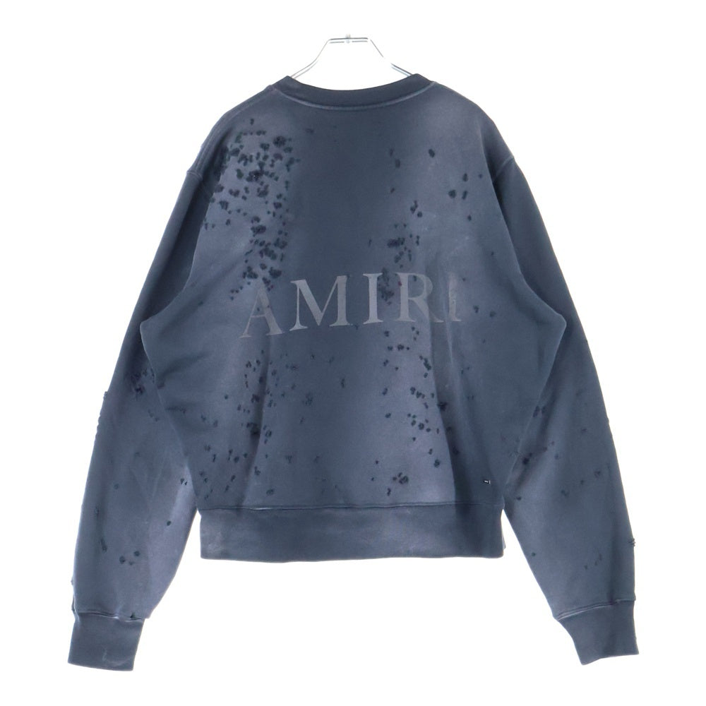 AMIRI(アミリ) MA Logo SHOTGUN Crewneck フロントロゴ ショットガン加工 クルーネックスウェットトレーナー ブラック