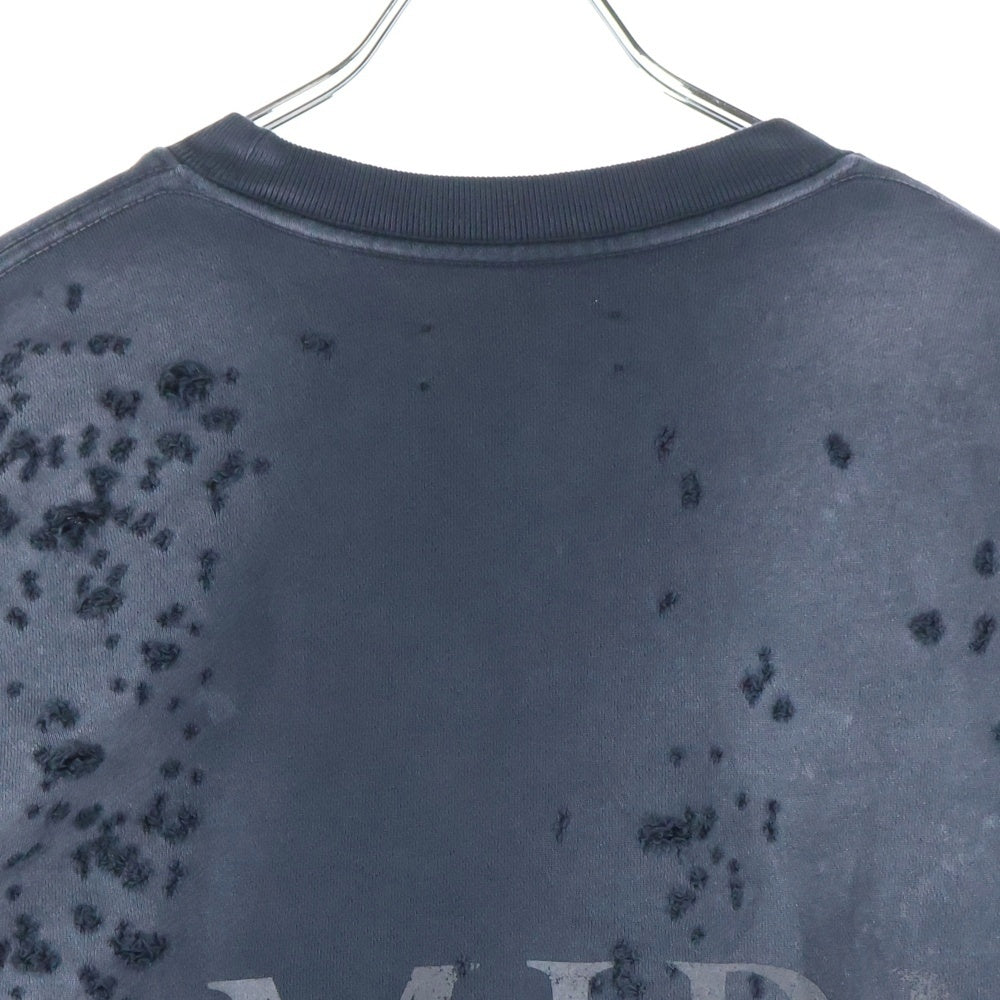 AMIRI(アミリ) MA Logo SHOTGUN Crewneck フロントロゴ ショットガン加工 クルーネックスウェットトレーナー ブラック