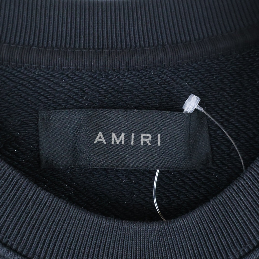 AMIRI(アミリ) MA Logo SHOTGUN Crewneck フロントロゴ ショットガン加工 クルーネックスウェットトレーナー ブラック