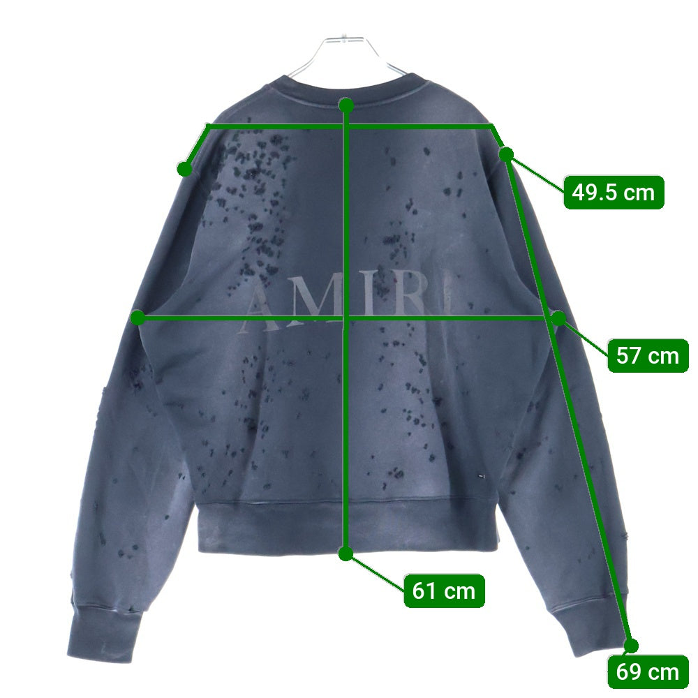 AMIRI(アミリ) MA Logo SHOTGUN Crewneck フロントロゴ ショットガン加工 クルーネックスウェットトレーナー ブラック