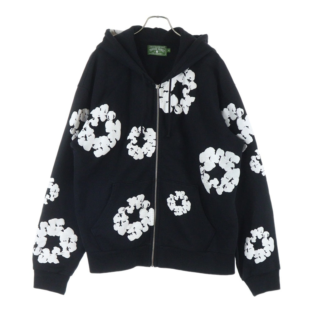DENIM TEARS(デニムティアーズ) COTTON WREATH コットンリース ジップパーカー スウェット ブラック RN162838
