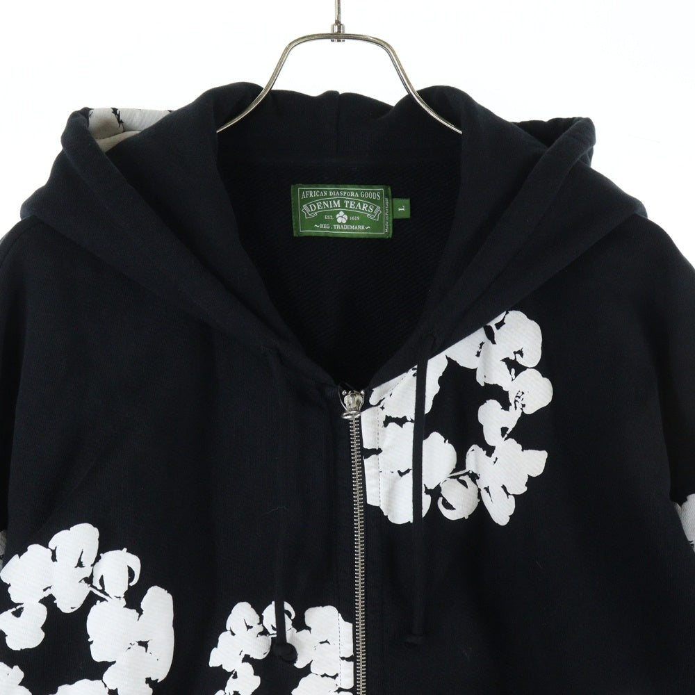 DENIM TEARS(デニムティアーズ) COTTON WREATH コットンリース ジップパーカー スウェット ブラック RN162838