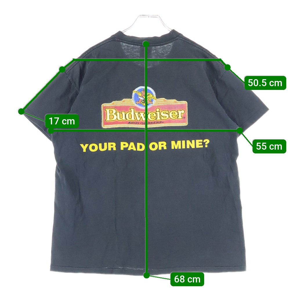 VINTAGE(ヴィンテージ) 90S Budweiser 3 FROGS YOUR PAD OR MINE 両面プリント クルーネック半袖Tシャツ カットソー ブラック