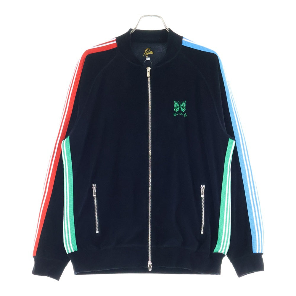 Needles(ニードルス) 25SS ×BREATH Rib Collar Track Jacket - C／PE Velour ベロア ストレートトラックジャケット ブラック QV1584