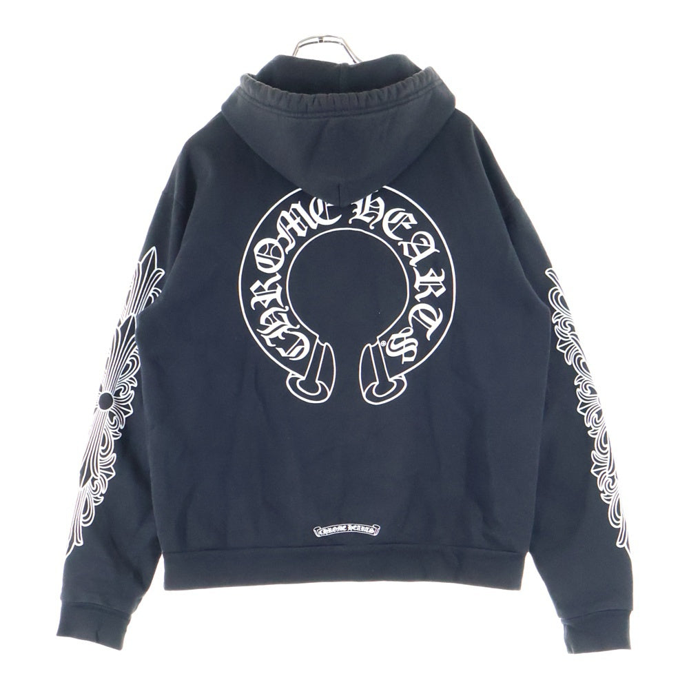 CHROME HEARTS(クロムハーツ) SWTSHRT PLVR バックホースシュープリント スウェットプルオーバーパーカー ブラック