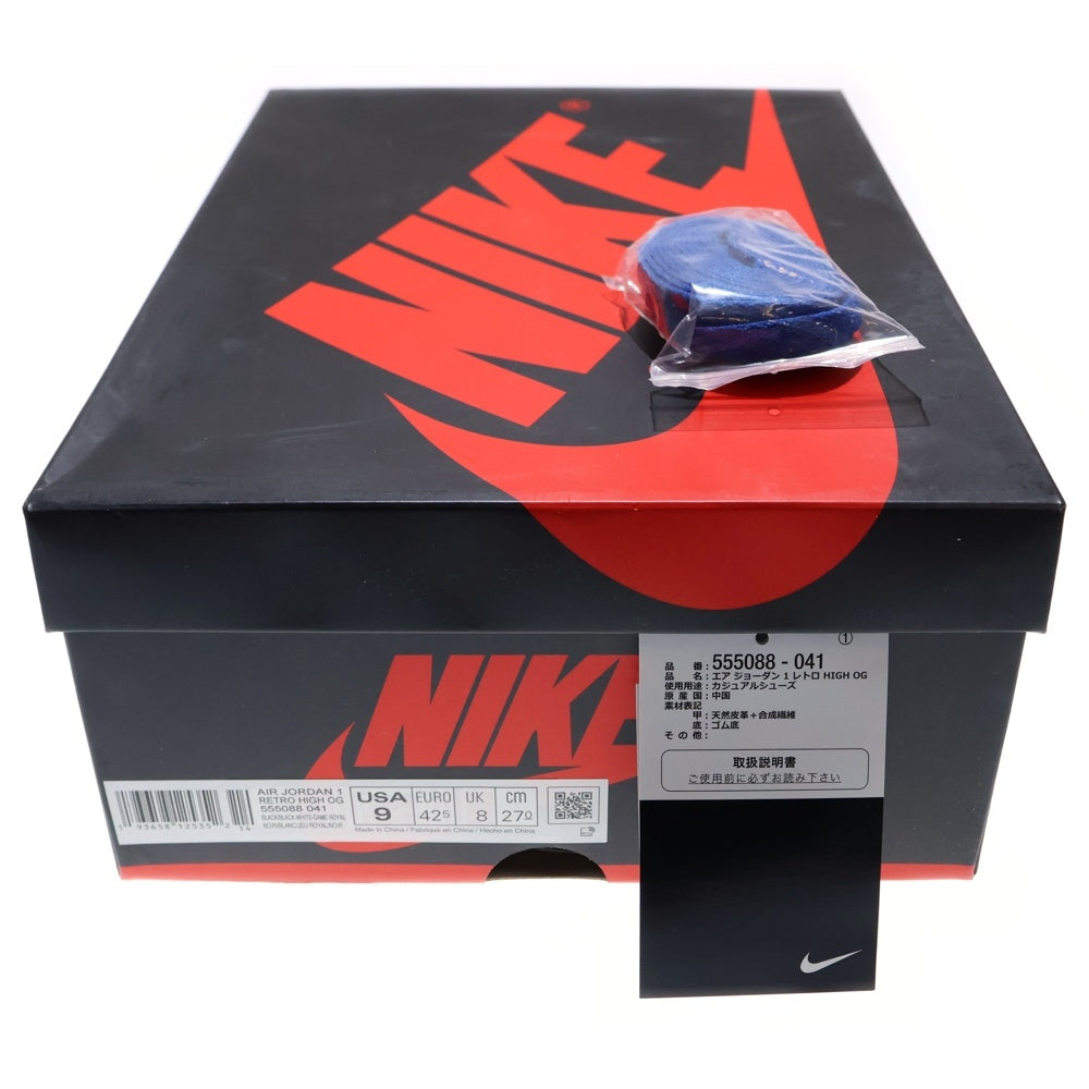 NIKE(ナイキ) AIR JORDAN 1 RETRO HIGH OG ROYAL TOE 555088-041 エア ジョーダン 1 レトロ ロイヤル トゥ ハイカットスニーカー ブルー/ブラック/ホワイト US9/27cm