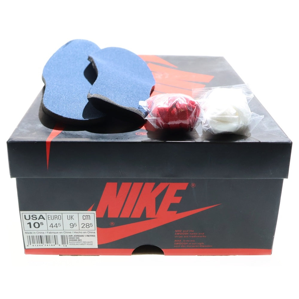 NIKE(ナイキ) 【観賞用2016年製】 AIR JORDAN 1 RETRO HIGH OG BANNED BRED 555088-001 エアジョーダン1 ブレッド ハイカットスニーカー レッド/ブラック US10.5/28.5cm