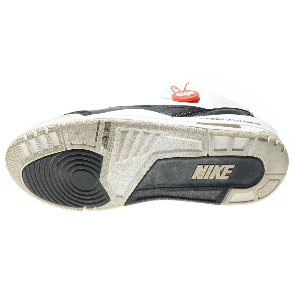 NIKE(ナイキ) ×fragment design AIR JORDAN3 RETRO SP DA3595-100 フラグメントデザイン エアジョーダン3 ミッドカットスニーカー ホワイト/ブラック US8.5/26.5cm