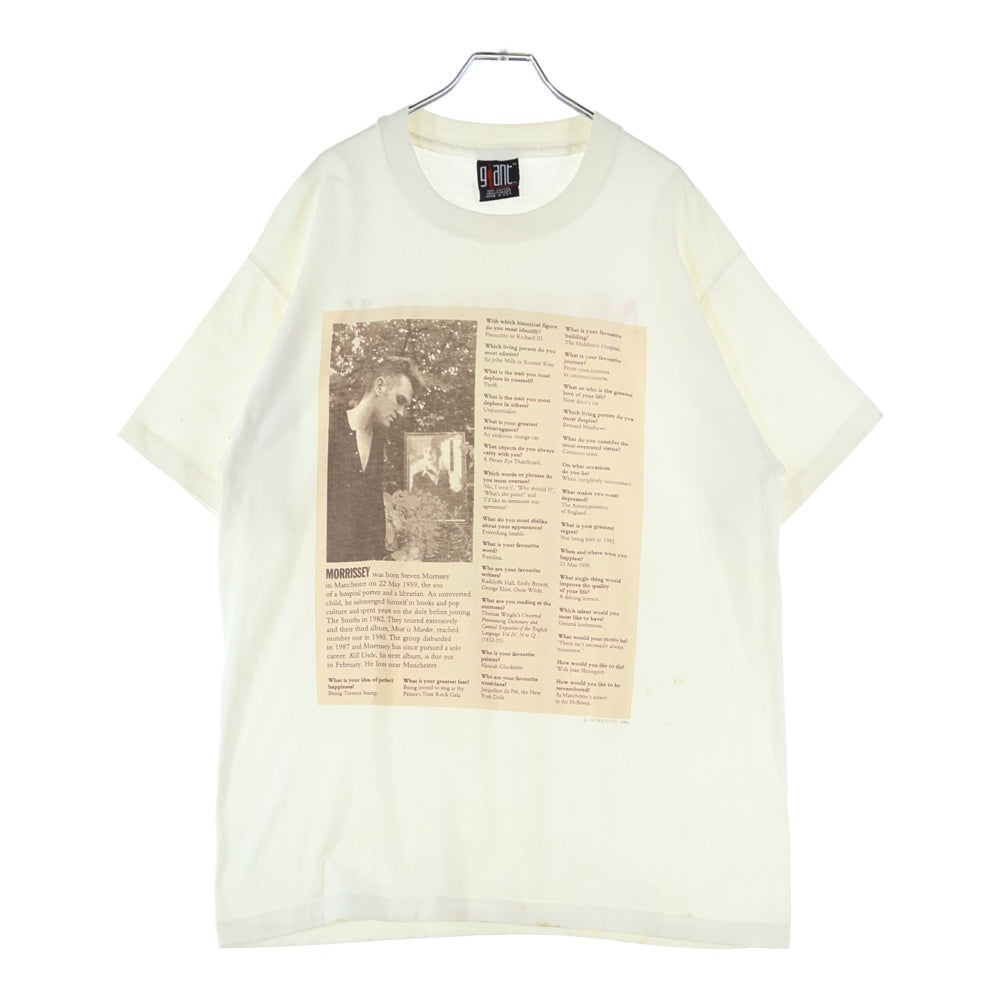 VINTAGE(ヴィンテージ) 90's Morrissey Newspaper GIANT モリッシー ニュースペーパー 両面プリント半袖Tシャツ カットソー ホワイト