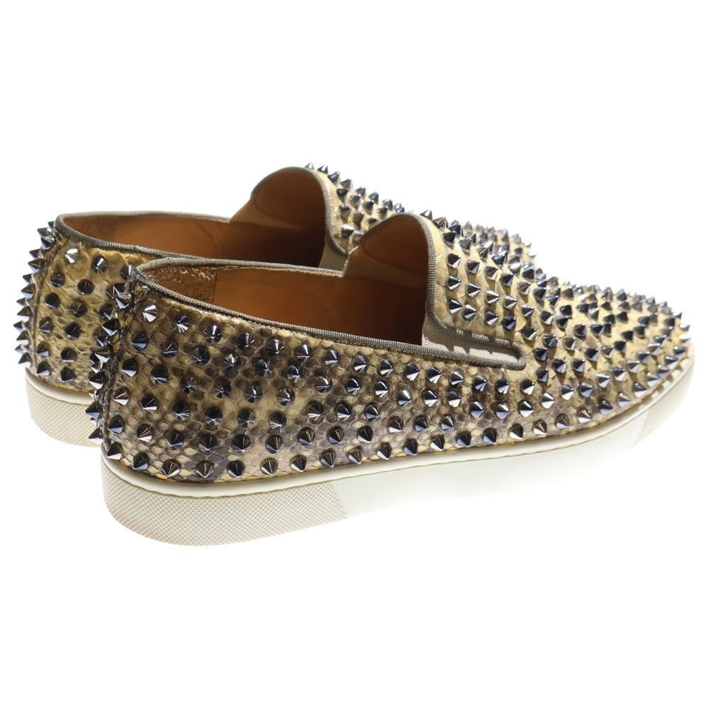 CHRISTIAN LOUBOUTIN(クリスチャンルブタン) パイソン スタッズ スリッポン ローカットスニーカー シューズ ベージュ