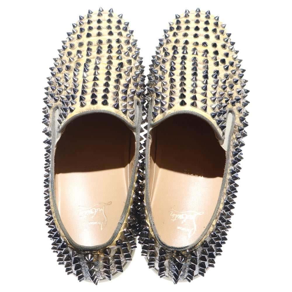 新品　Christian Louboutin スタッズ付きスニーカー ベージュ 中古・古着通販】Christian Louboutin (クリスチャンルブタン