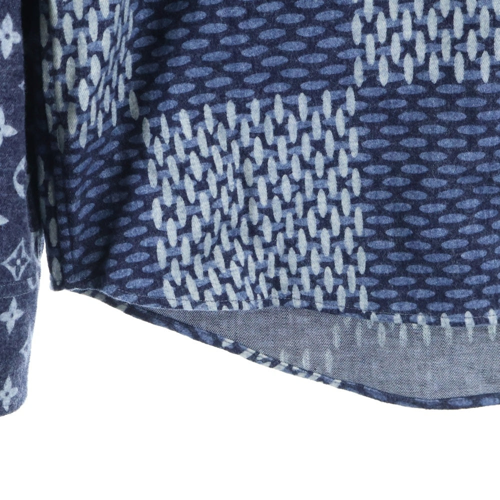LOUIS VUITTON(ルイヴィトン) 20AW ×NIGO モノグラム ウェーブジャイアント ダミエ フランネル 長袖シャツ ネイビー RM202M VJI HJS02W