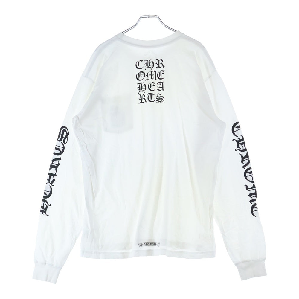CHROME HEARTS(クロムハーツ) Vertical Logo Tee ヴァーティカルロゴ 長袖Tシャツ 胸ポケットロゴ バックロゴ 長袖カットソー ホワイト