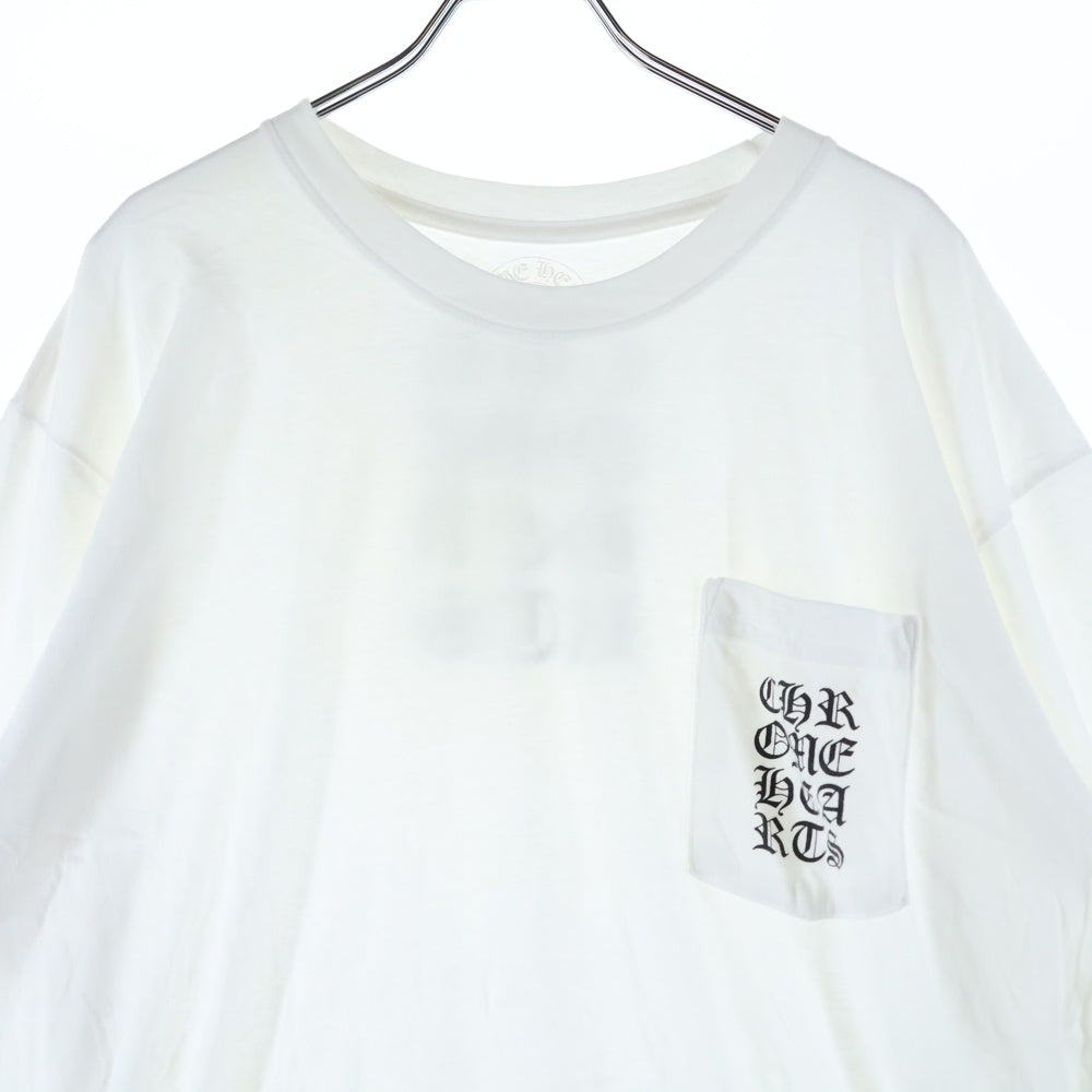 CHROME HEARTS(クロムハーツ) Vertical Logo Tee ヴァーティカルロゴ 長袖Tシャツ 胸ポケットロゴ バックロゴ 長袖カットソー ホワイト