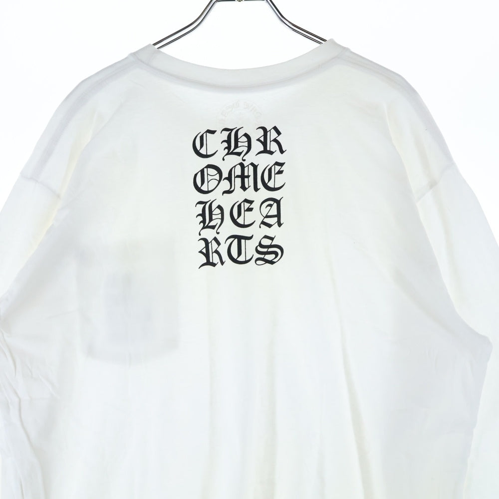CHROME HEARTS(クロムハーツ) Vertical Logo Tee ヴァーティカルロゴ 長袖Tシャツ 胸ポケットロゴ バックロゴ 長袖カットソー ホワイト