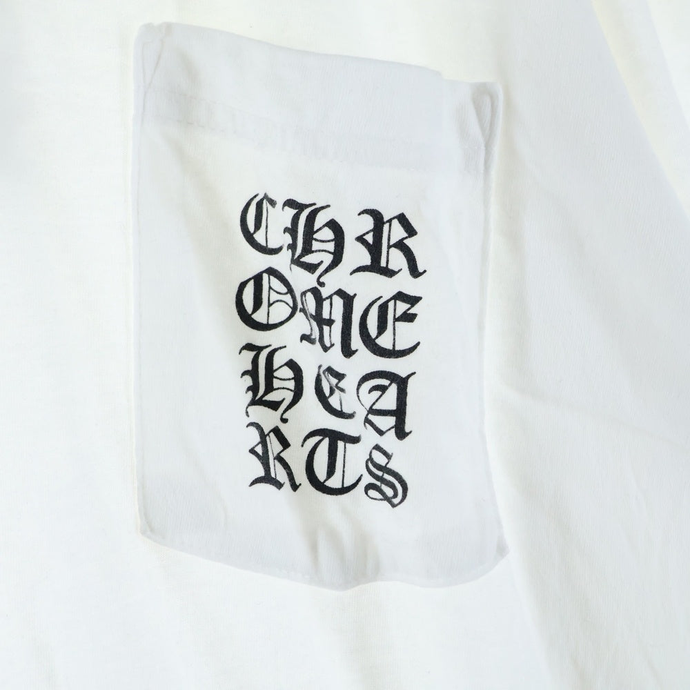 CHROME HEARTS(クロムハーツ) Vertical Logo Tee ヴァーティカルロゴ 長袖Tシャツ 胸ポケットロゴ バックロゴ 長袖カットソー ホワイト
