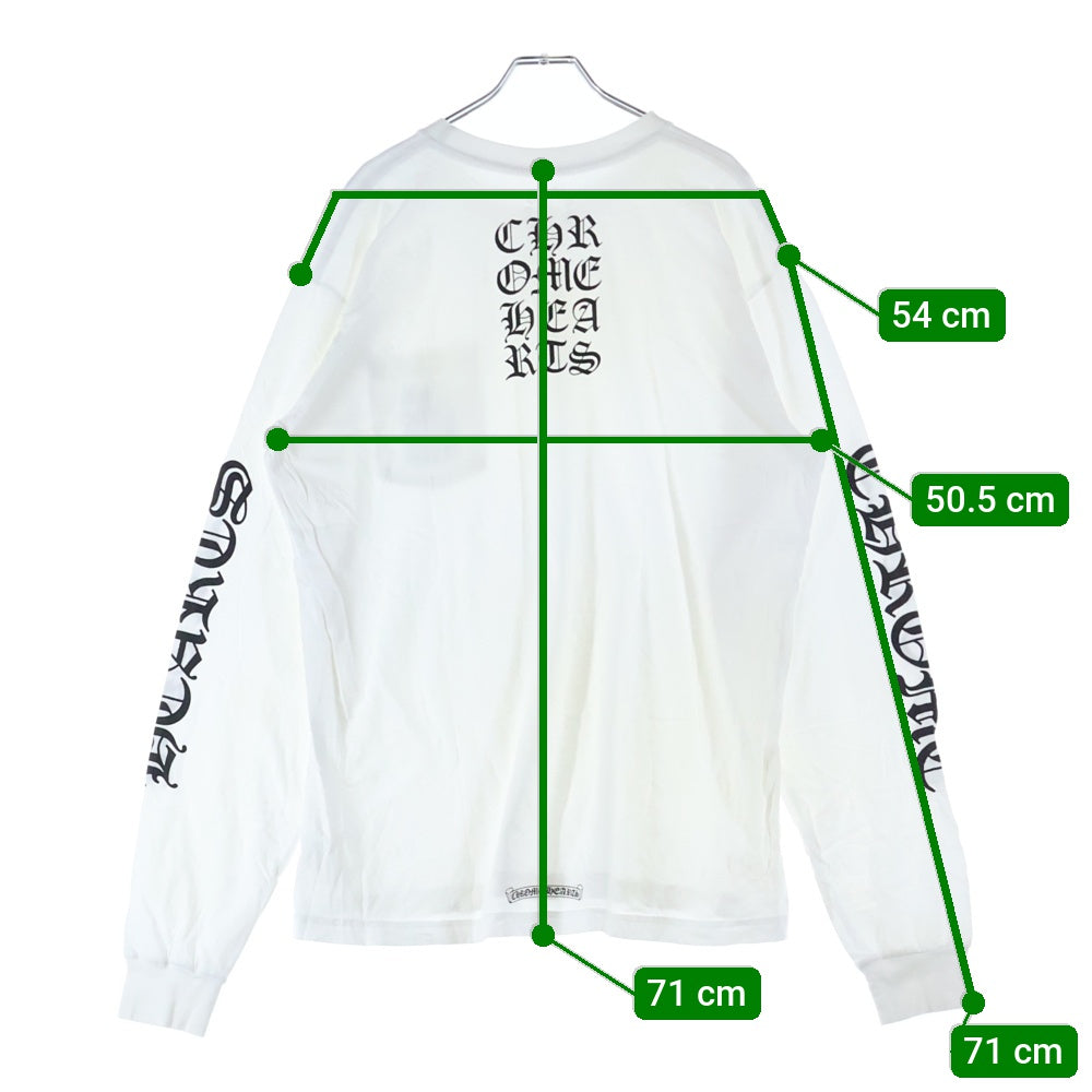 CHROME HEARTS(クロムハーツ) Vertical Logo Tee ヴァーティカルロゴ 長袖Tシャツ 胸ポケットロゴ バックロゴ 長袖カットソー ホワイト