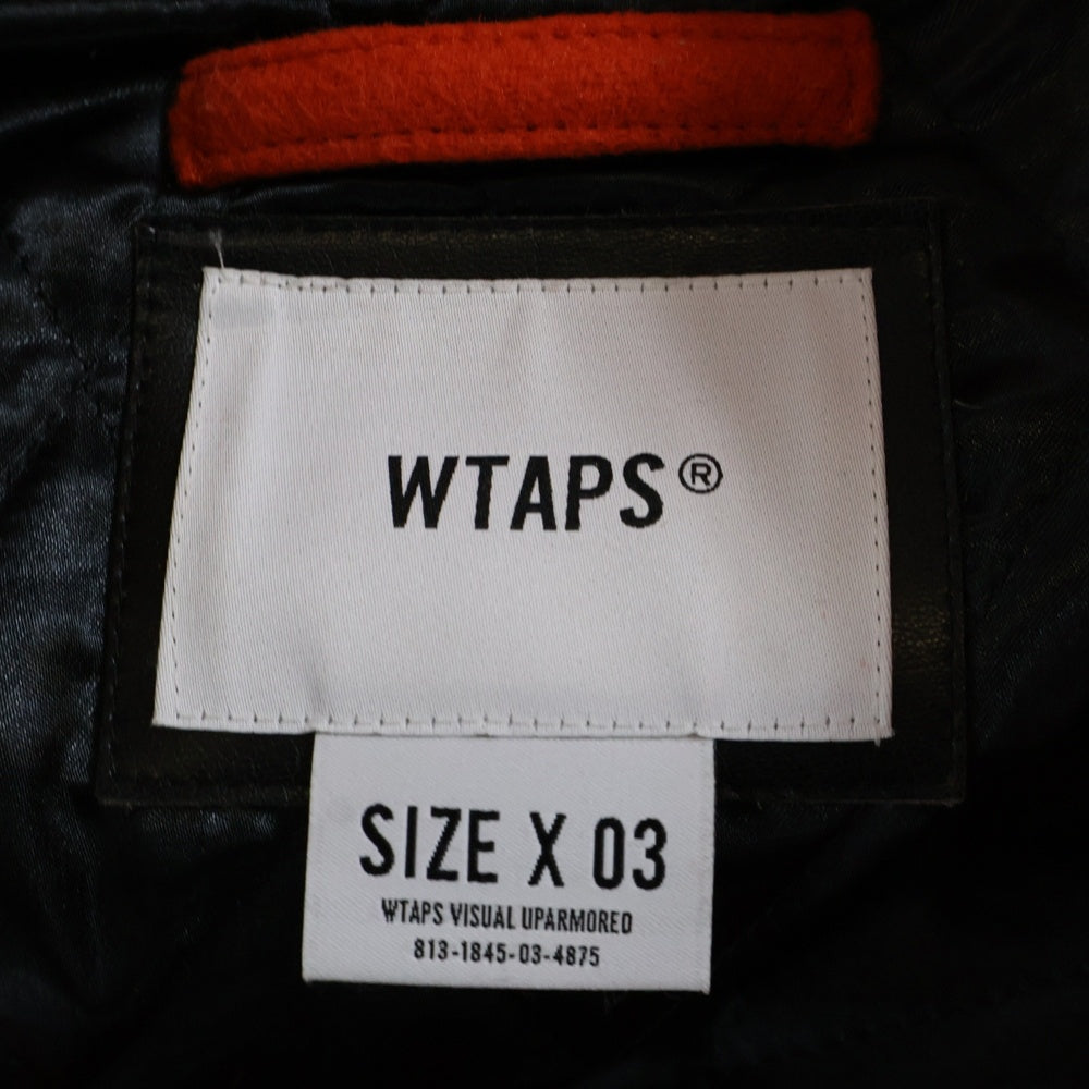 WTAPS(ダブルタップス) 18AW CLUB JACKET バック刺繍ロゴ スリーブ切替 メルトンウール スタジアムジャケット オレンジ/ブラック 182BRDT-JKM04