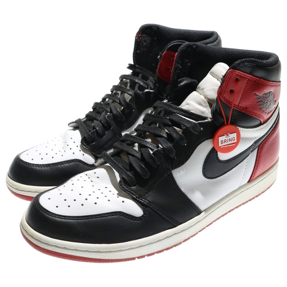 NIKE(ナイキ) AIR JORDAN1 RETRO HIGH OG BLACK TOE 555088-125 エアジョーダン1 ハイカットスニーカー つま黒 ブラック/レッド US12/30cm ※紐社外品