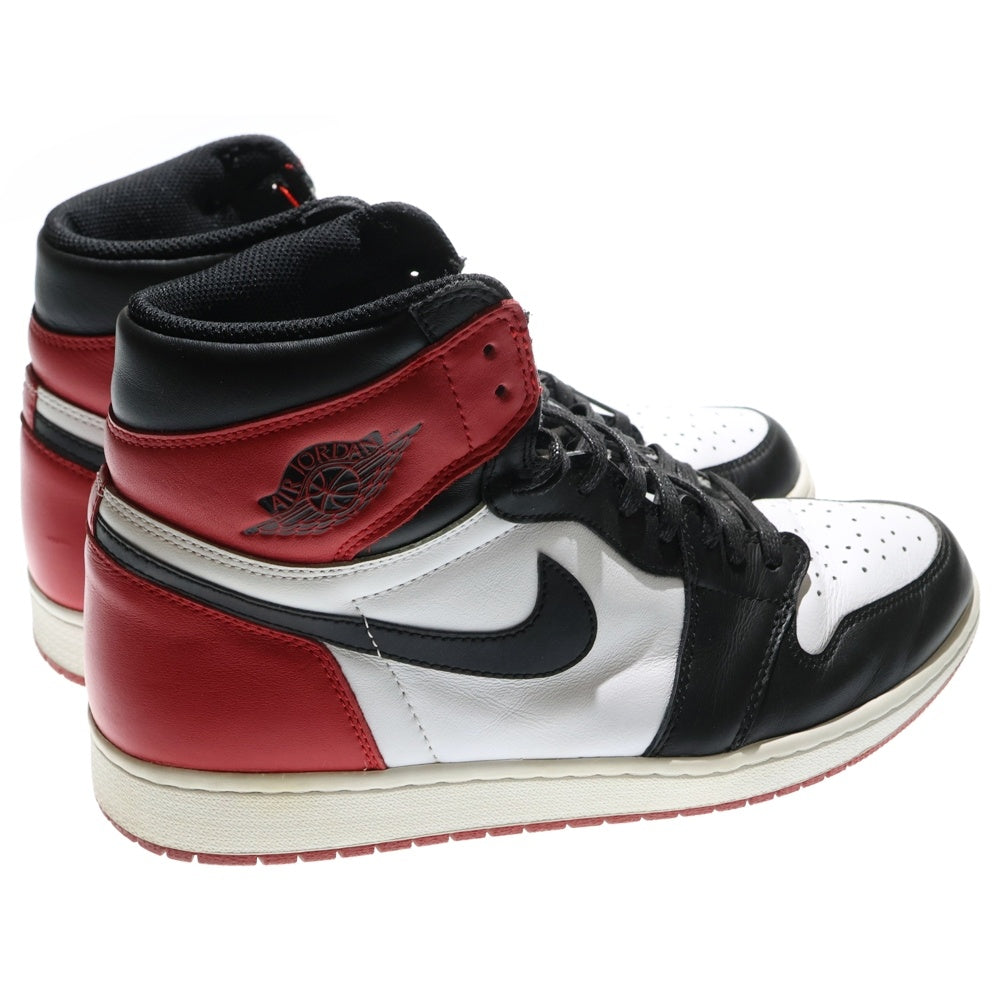 NIKE(ナイキ) AIR JORDAN1 RETRO HIGH OG BLACK TOE 555088-125 エアジョーダン1 ハイカットスニーカー つま黒 ブラック/レッド US12/30cm ※紐社外品
