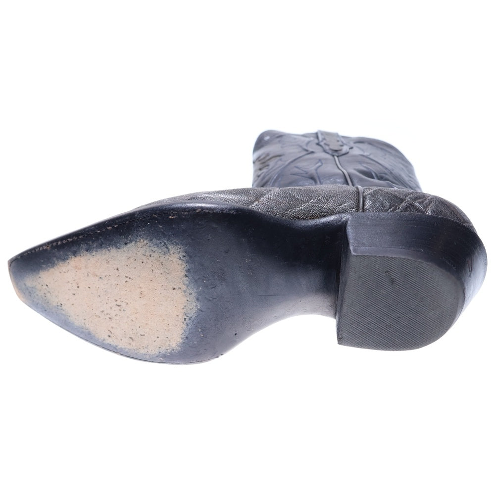 BLACK JACK(ブラックジャック) レザー切り替え エキゾチックレザー 象革 ウエスタンブーツ シューズ ブラック/グレー