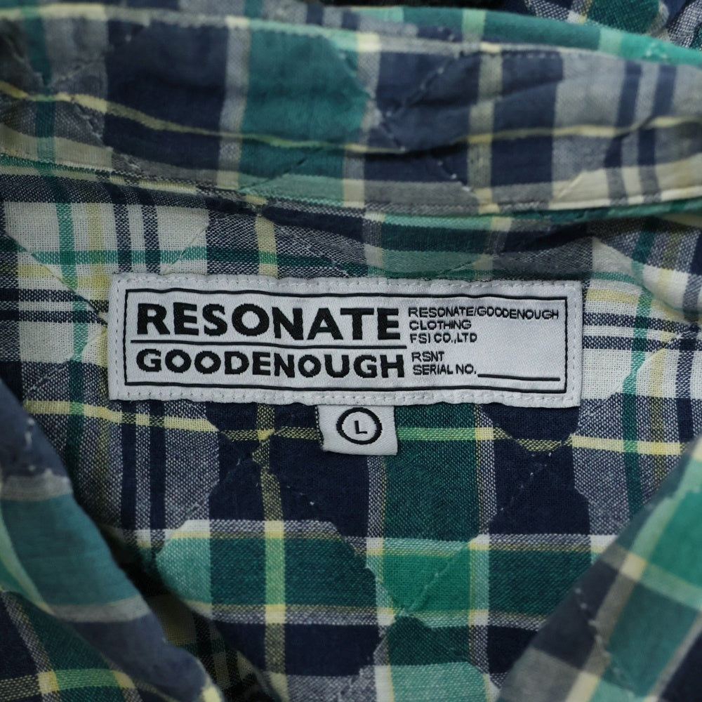 RESONATE GOODENOUGH(リゾネイトグッドイナフ) チェック柄 半袖シャツ グリーン RS-0707