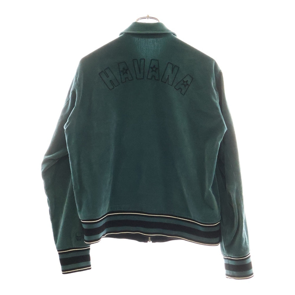 lucien pellat-finet(ルシアンペラフィネ) HAVANAロゴ フロントジップ コーデュロイジャケット グリーン YMP-952H