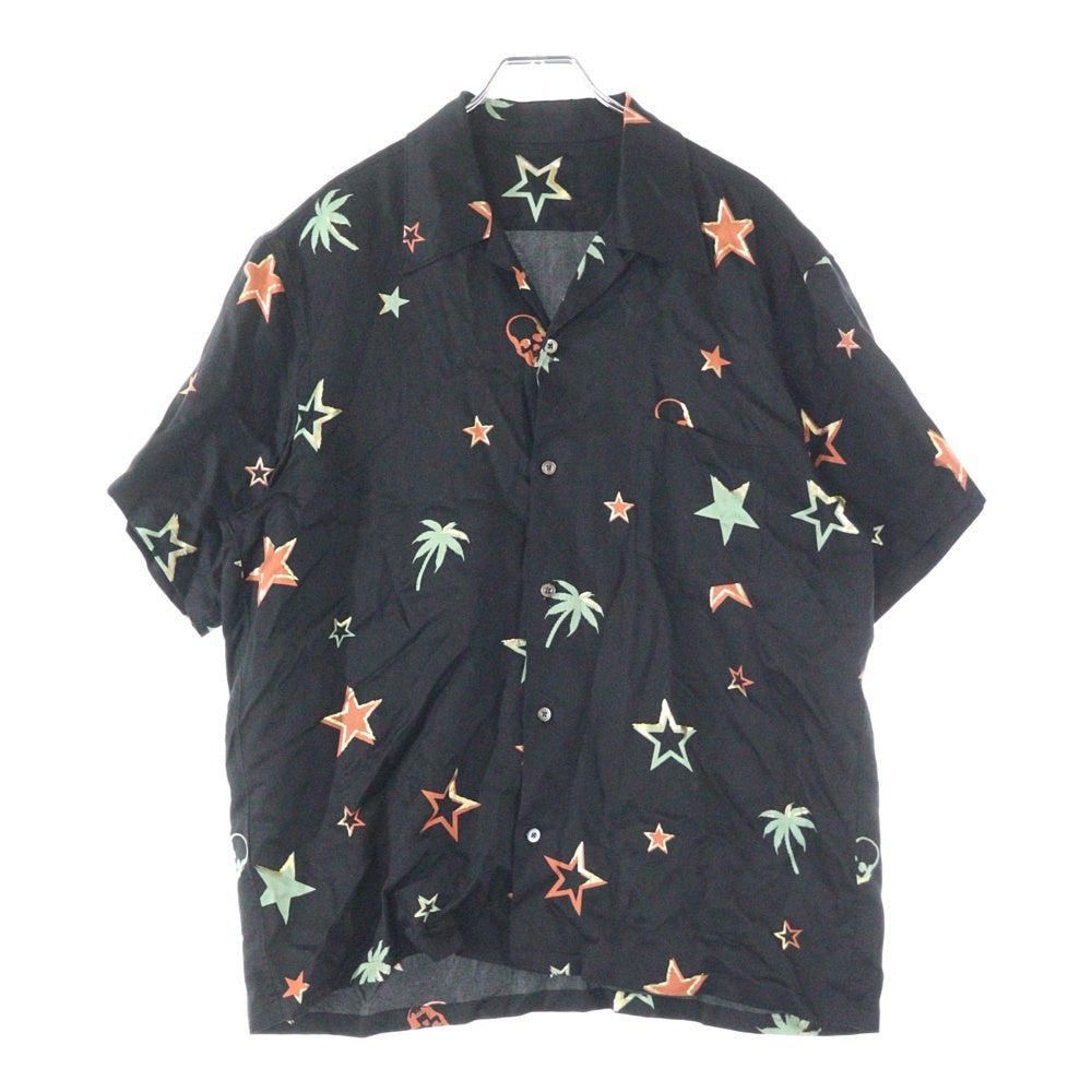 lucien pellat-finet(ルシアンペラフィネ) スカル/デザインプリント ハワイアン 半袖シャツ ブラック YMP-946H