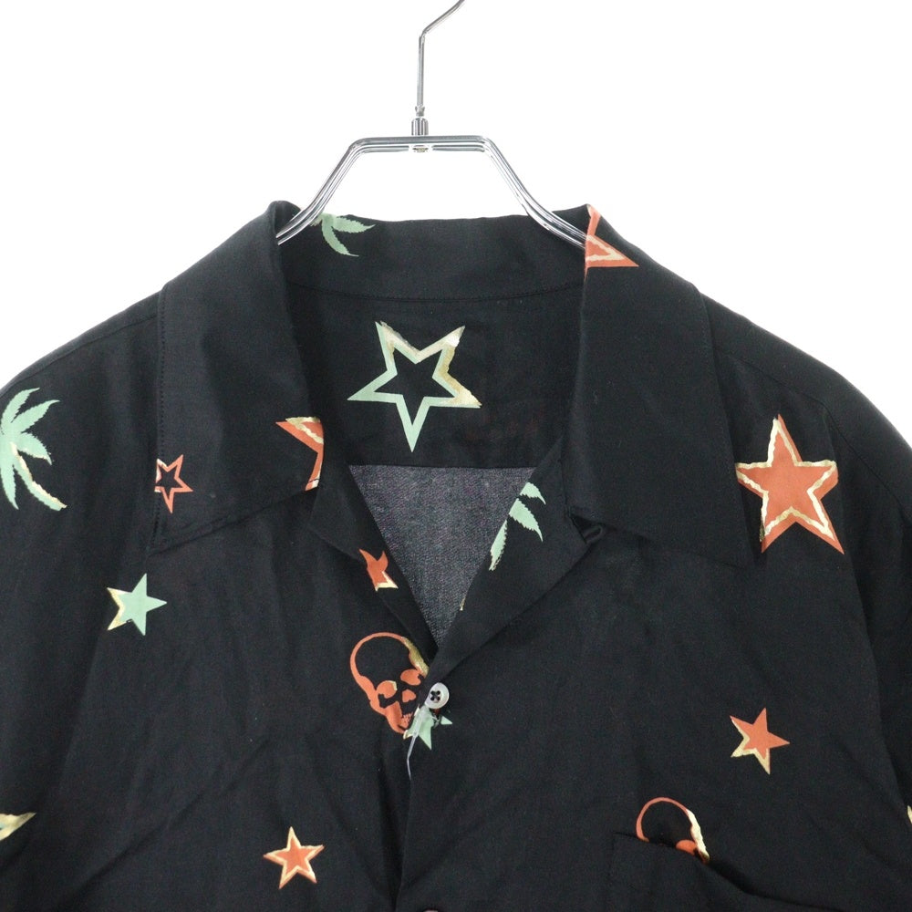 lucien pellat-finet(ルシアンペラフィネ) スカル/デザインプリント ハワイアン 半袖シャツ ブラック YMP-946H