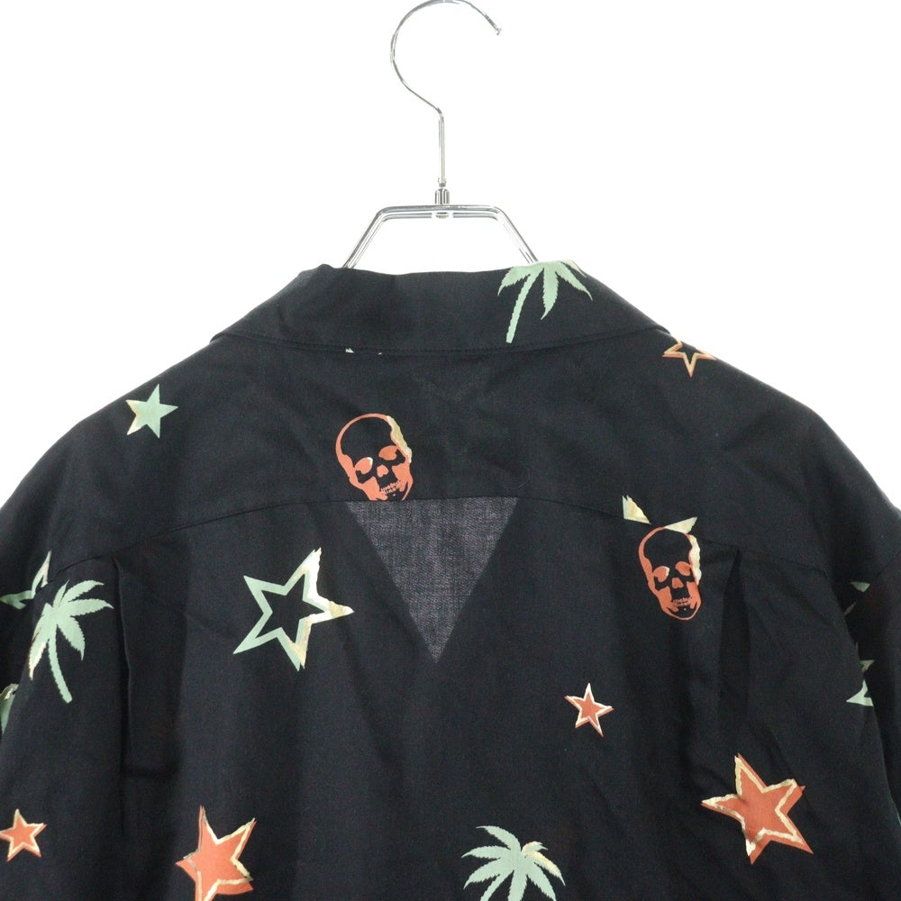 lucien pellat-finet(ルシアンペラフィネ) スカル/デザインプリント ハワイアン 半袖シャツ ブラック YMP-946H