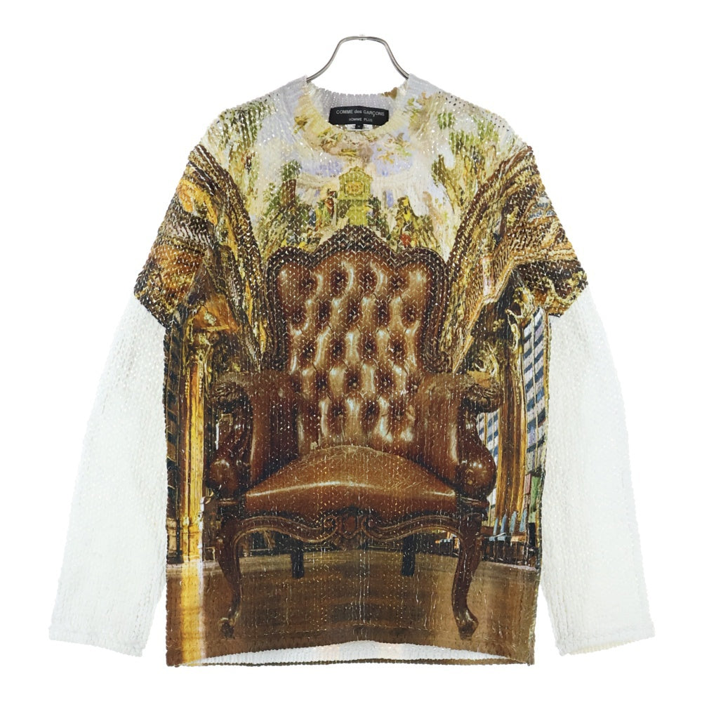 COMME des GARCONS HOMME PLUS(コムデギャルソンオムプリュス) 24SS グラフィックデザインニットセーター PM-N001 ホワイト