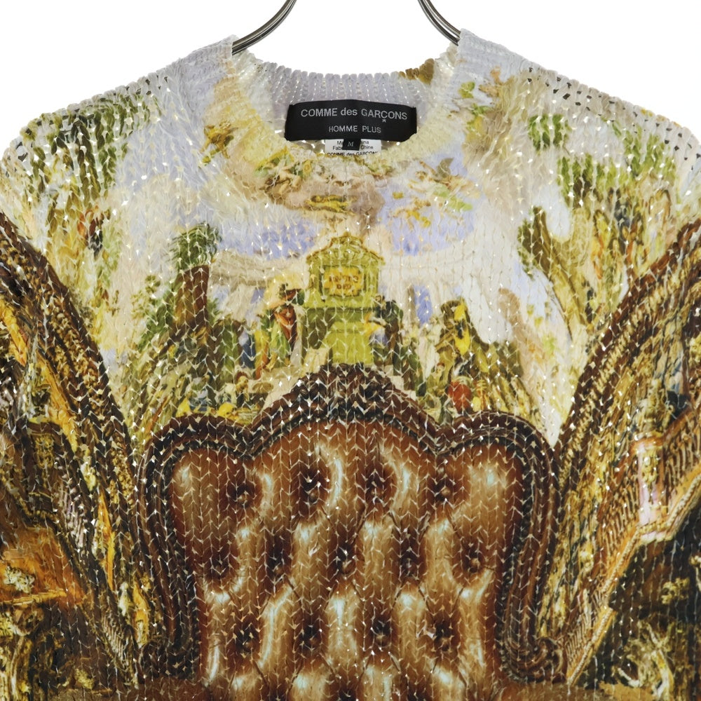 COMME des GARCONS HOMME PLUS(コムデギャルソンオムプリュス) 24SS グラフィックデザインニットセーター PM-N001 ホワイト