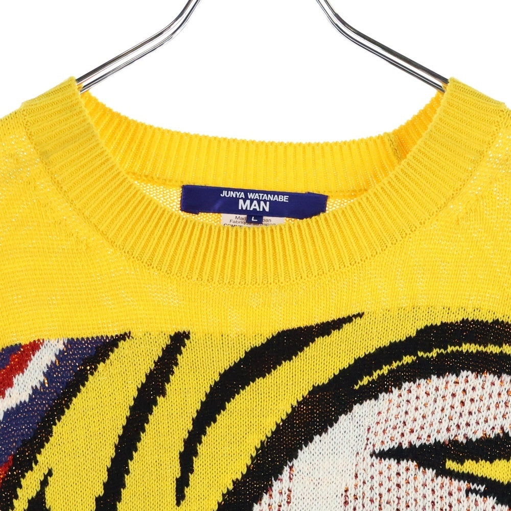 JUNYA WATANABE COMME des GARCONS(ジュンヤワタナベ コムデギャルソン) 23SS Roy Lichtens 多素材MIXカノコ×インターシャニットプルオーバー セーター イエロー