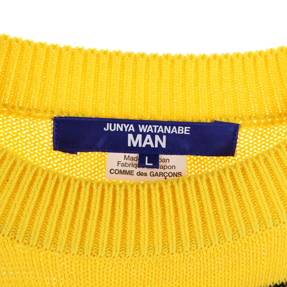 JUNYA WATANABE COMME des GARCONS(ジュンヤワタナベ コムデギャルソン) 23SS Roy Lichtens 多素材MIXカノコ×インターシャニットプルオーバー セーター イエロー