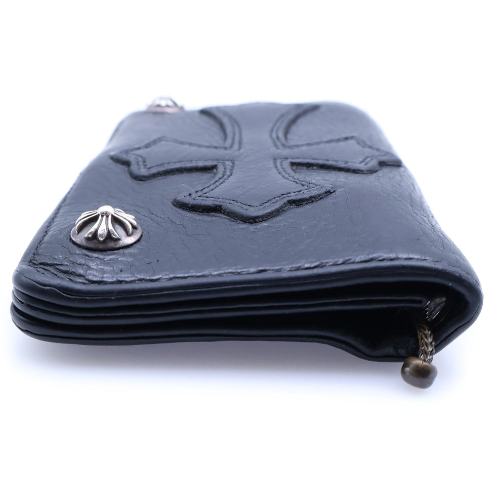 CHROME HEARTS(クロムハーツ) 1ZIP CROSS PATCH 1ジップ クロスパッチ クロスボタン レザーウォレット 財布 ブラック