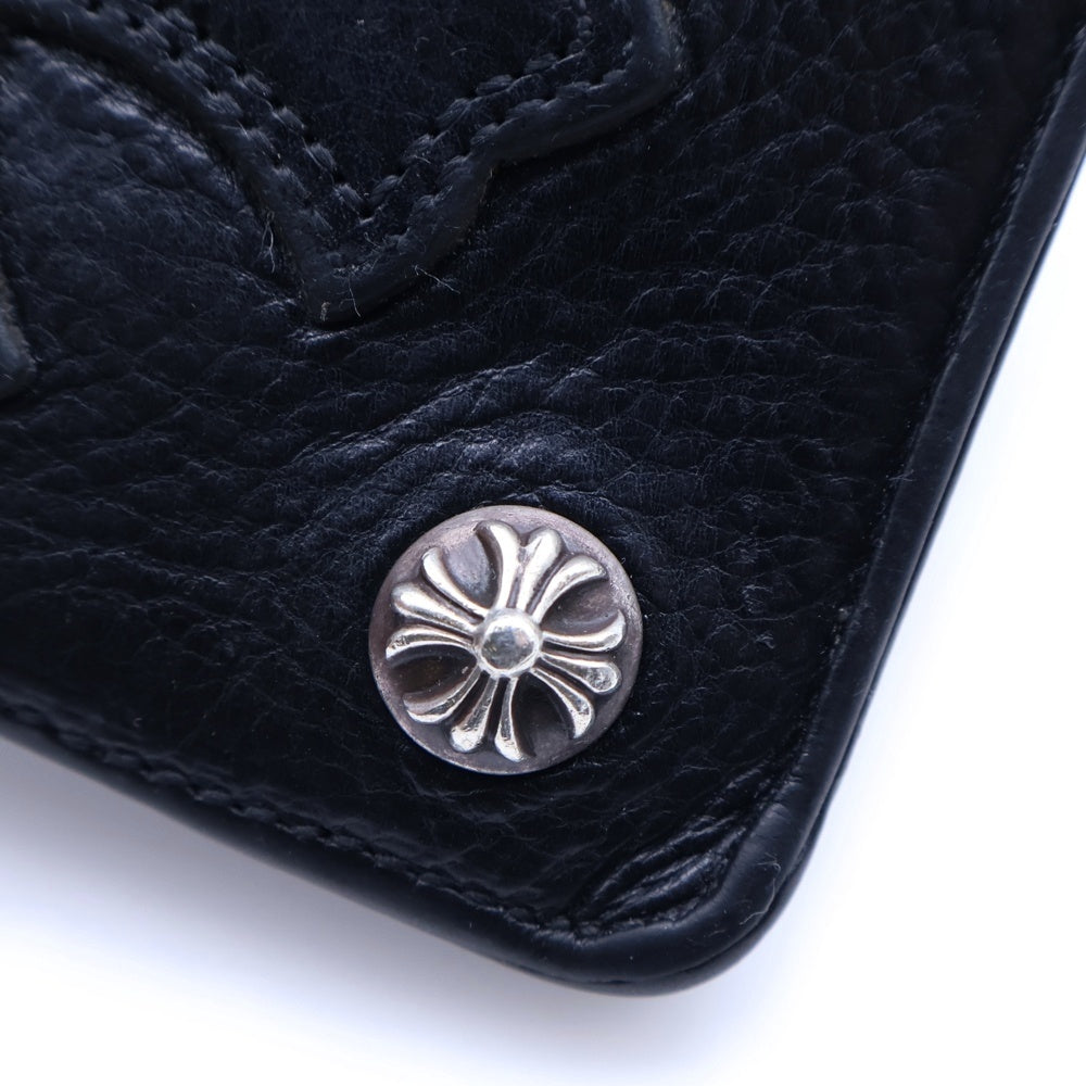 CHROME HEARTS(クロムハーツ) 1ZIP CROSS PATCH 1ジップ クロスパッチ クロスボタン レザーウォレット 財布 ブラック
