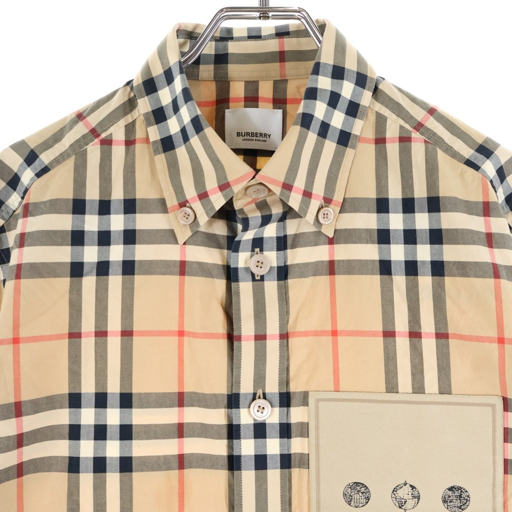 【現行】BURBERRY 長袖 シャツ ノバチェック メンズ ベージュ BURBERRY(バーバリー) ロゴアップリケ ノバチェック 長袖 シャツ