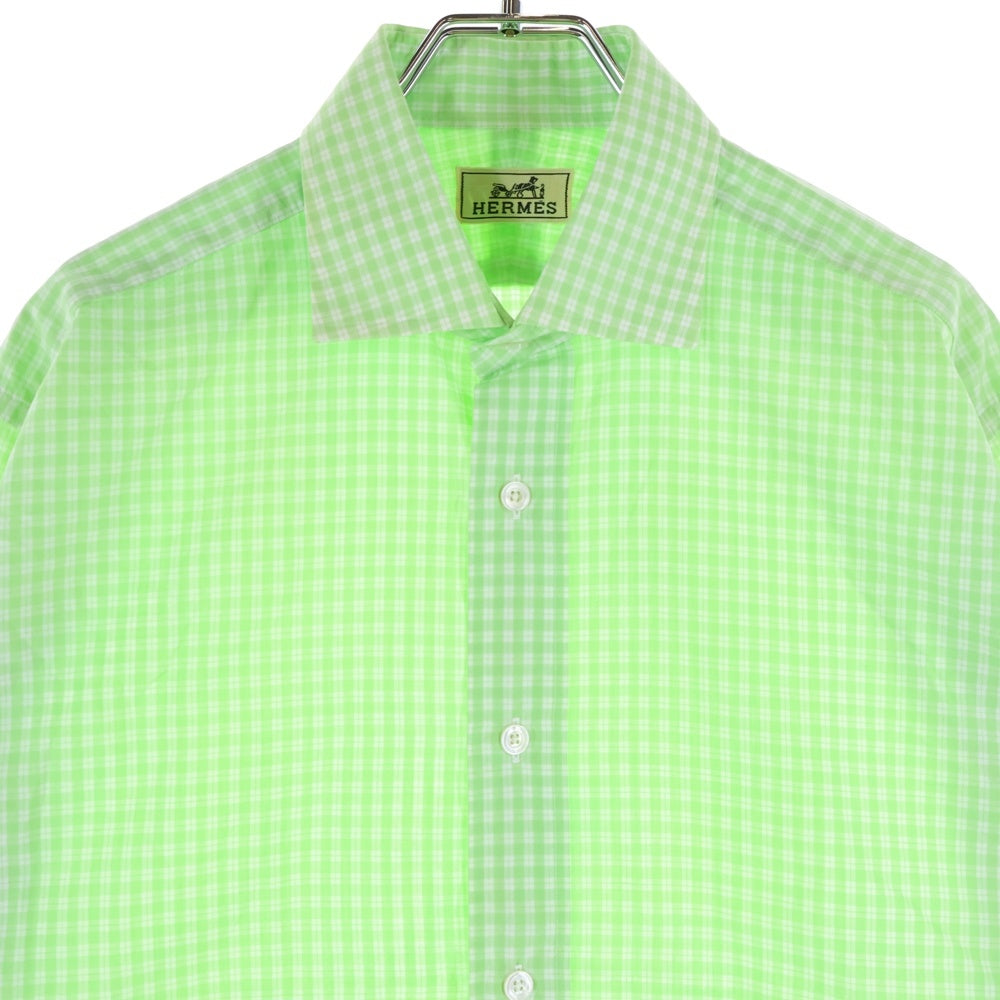 HERMES(エルメス) チェック柄 長袖シャツ カッターシャツ グリーン