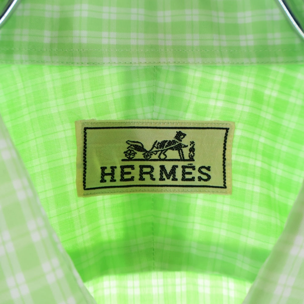 HERMES(エルメス) チェック柄 長袖シャツ カッターシャツ グリーン