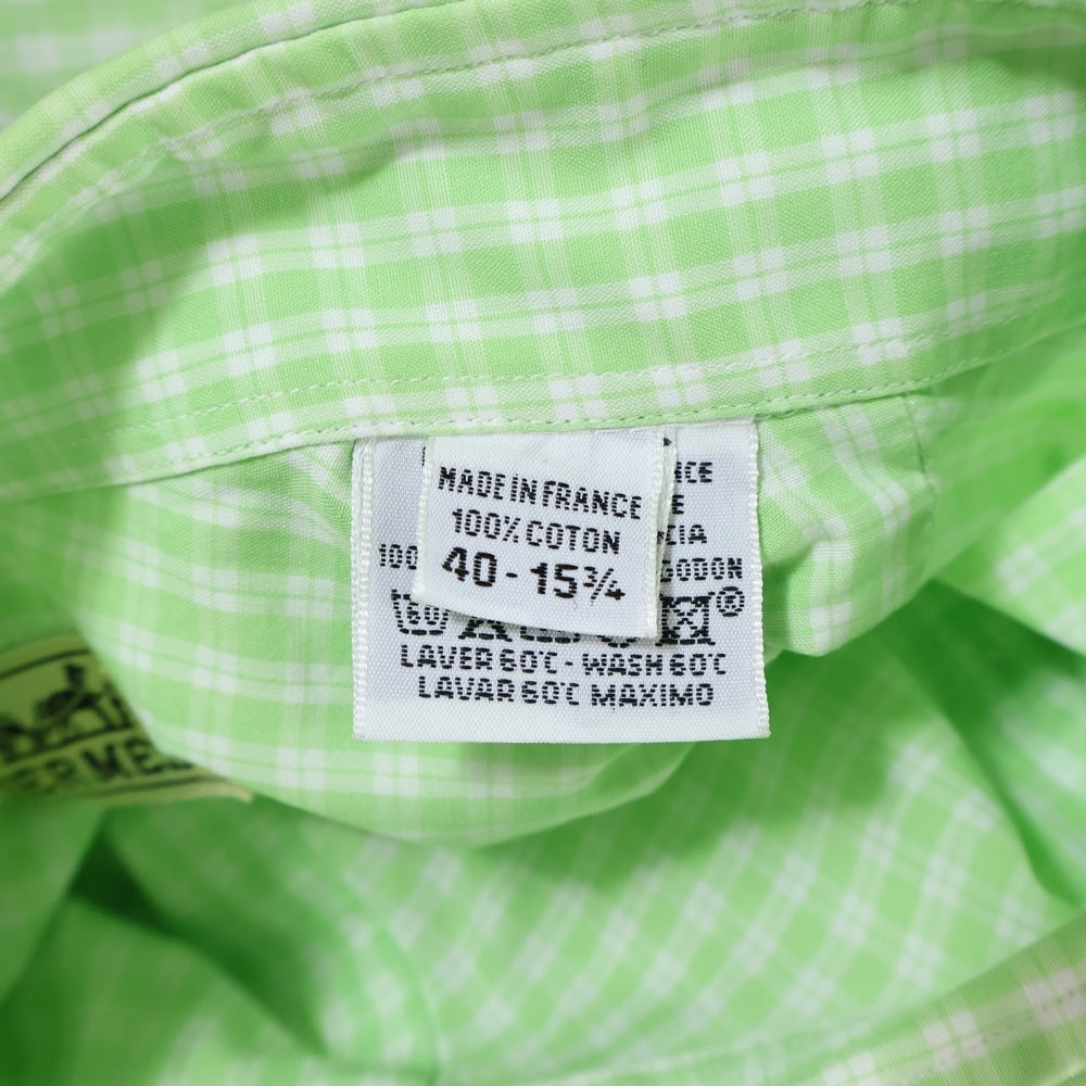 HERMES(エルメス) チェック柄 長袖シャツ カッターシャツ グリーン