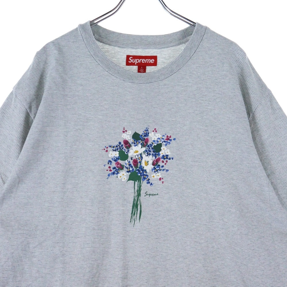 SUPREME(シュプリーム) 24SS Bouquet S/S Top ブーケ ロゴプリント ボーダー クルーネック半袖Tシャツ カットソー グレー