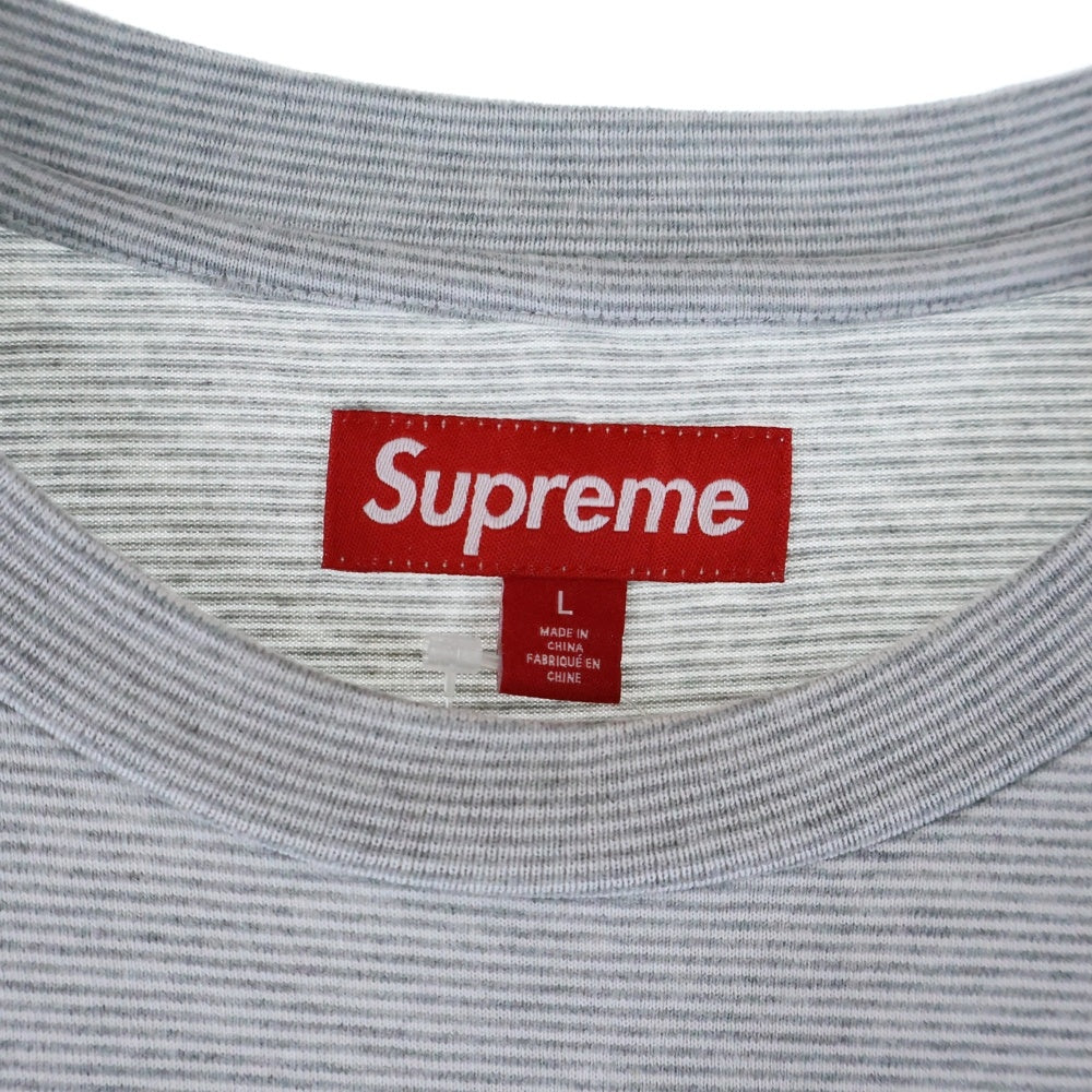 SUPREME(シュプリーム) 24SS Bouquet S/S Top ブーケ ロゴプリント ボーダー クルーネック半袖Tシャツ カットソー グレー