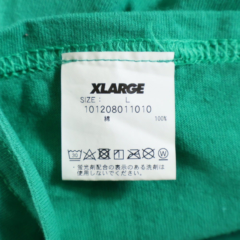 X-LARGE(エクストララージ) クロコダイルロゴプリント 半袖Tシャツ カットソー グリーン 101208011010