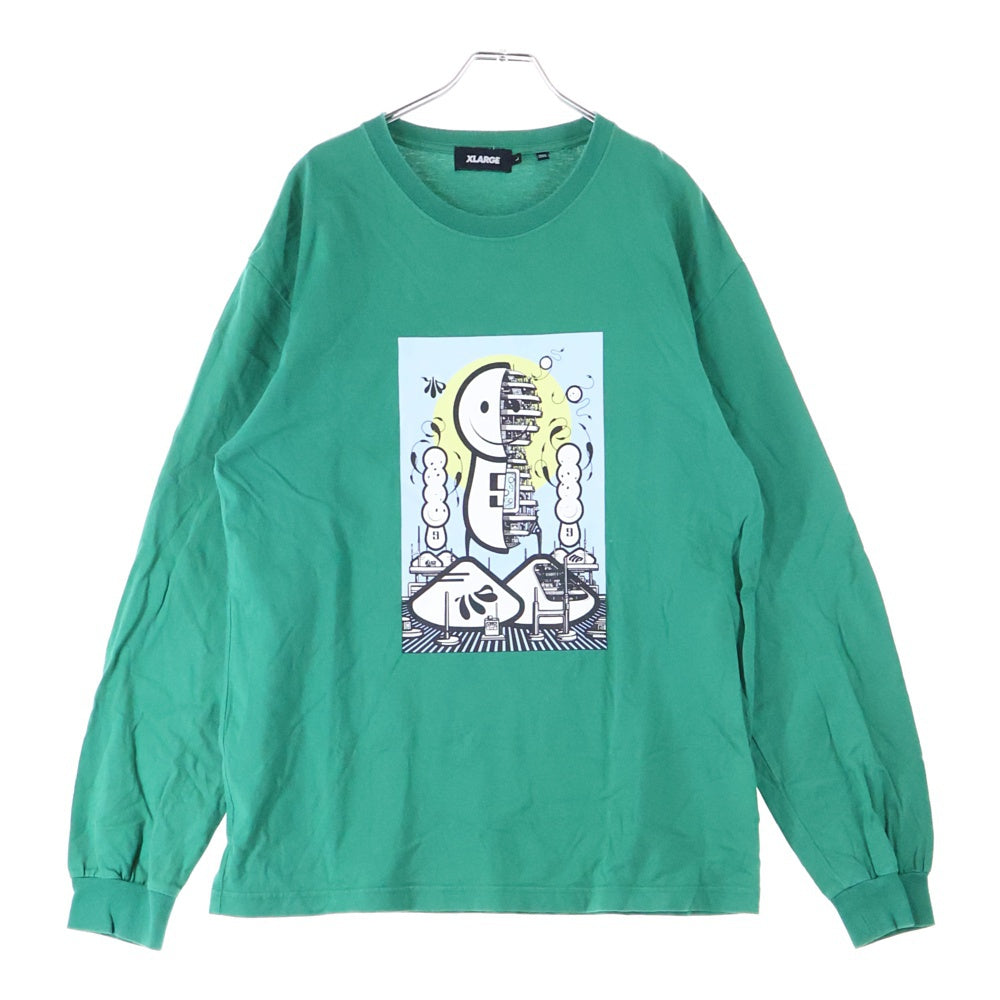 X-LARGE(エクストララージ) フロントプリント 長袖Tシャツ カットソー グリーン 101203011064
