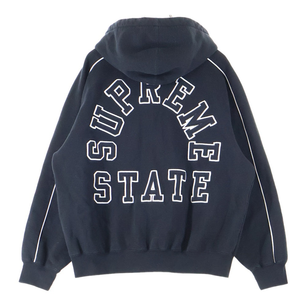 SUPREME(シュプリーム) 24AW State Zip Up Hooded Sweatshirt ステート ジップアップフーディー スウェットシャツ パーカー ブラック