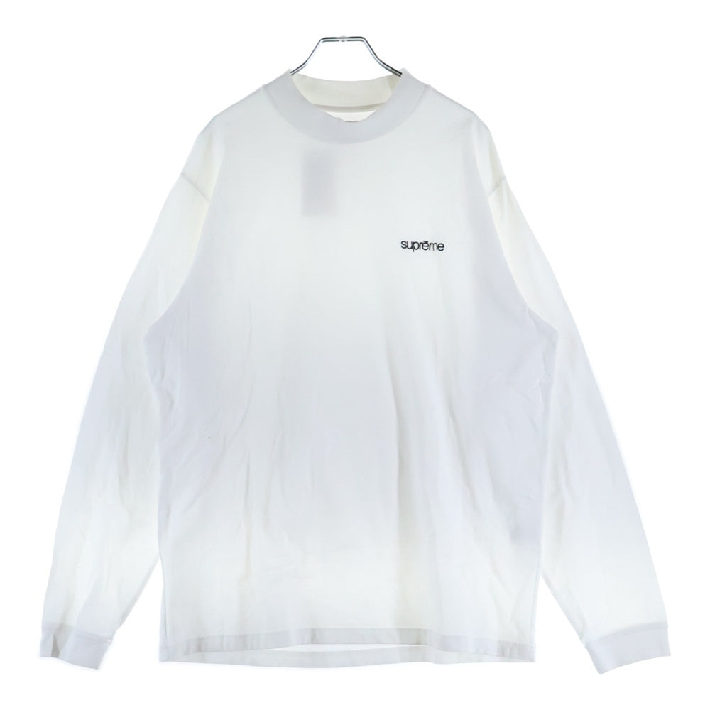 SUPREME(シュプリーム) 22AW Mock Neck L/S Top モックネック ワンポイントロゴ 刺繍 長袖Tシャツ カットソー ホワイト