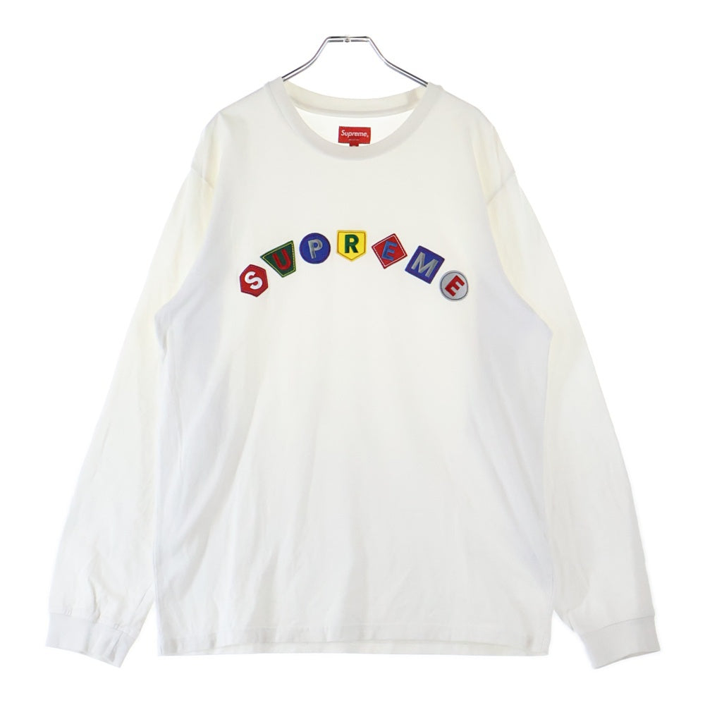 SUPREME(シュプリーム) 21AW Geo Arc L/S Top ゲオアーク ワッペン刺繍 長袖Tシャツ カットソー ホワイト