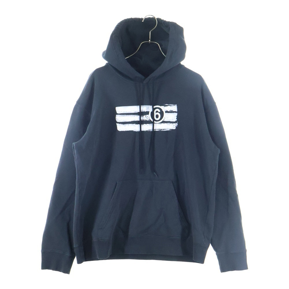 MM6 Maison Margiela(エムエムシックスメゾンマルジェラ) 25SS フロントロゴプリント スウェットプルオーバーパーカー ブラック SH2GU0020 M25004